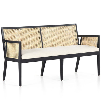 Antonia Cane Dining Bench, Brushed Ebony