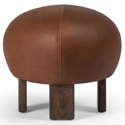 Alma Leather Ottoman, Brickhouse Cognac