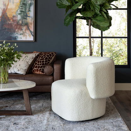 Tybalt Swivel Chair, Sheepskin Natural