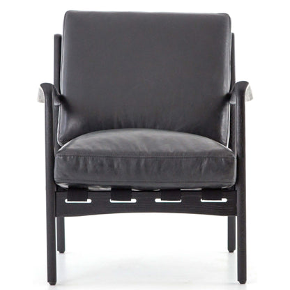 Silas Leather Chair, Aged Black