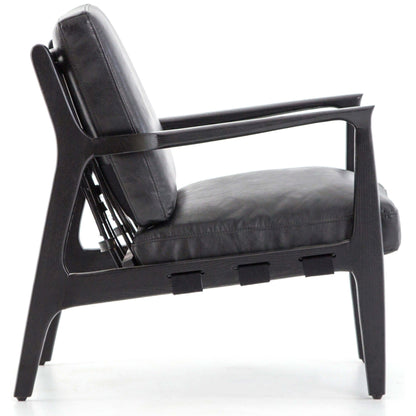 Silas Leather Chair, Aged Black