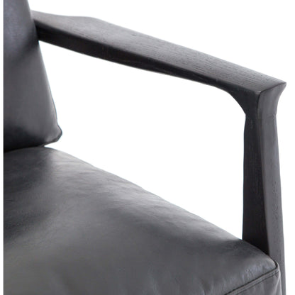 Silas Leather Chair, Aged Black